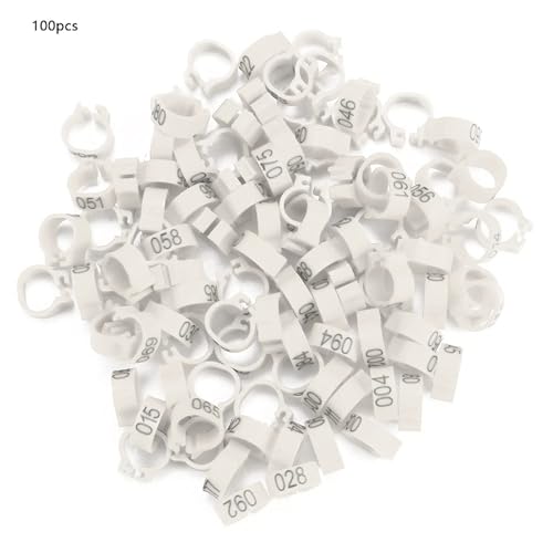100PCS Numbered Leg Bands, 8mm Inner Diameter | Color-Coded Identification for Hatches, Durable Plastic Resists Cracking, Clip-On Design No Extra Tools, Organize Breeding Re