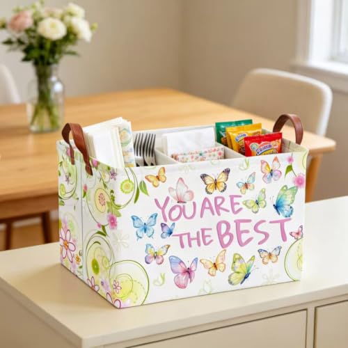 NTAOHAMPER Rectangular Storage Basket Empty,Storage Bin with Handles,Room Decor,Gift Basket,Book Box(Blessing Butterfly) - color: Blessing Butterfly