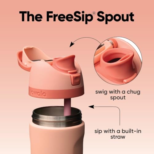 Owala FreeSip Kids Stainless Steel Water Bottle 16 oz Peach of Mind - color: Peach of Mind, size: 16 Ounces