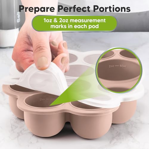 KeaBabies Silicone Food Freezer Trays with Lid, 2oz x 10 Pods (Dusk) | Baby Food Storage Containers, Easy Puree Meal Prep, Breast Milk Silicone Freezer Molds, Dishwasher, Microwave Safe, BPA-Free - color: Dusk