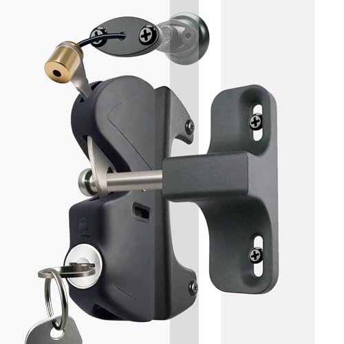 Gate Latch Door Latch with Pull Cable Opened Two-Sided Lockable Door Latch Durable,Versatile & Secure for Metal,Wood,and Vinyl Fence,for Privacy Fence,Outdoor Fence,Barn Door Lock,Wooden Fence(Black)