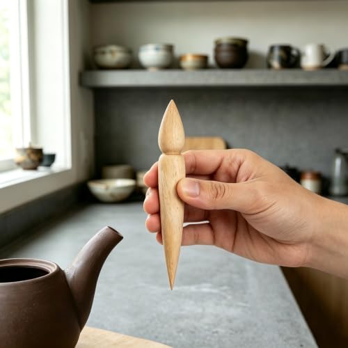 Almencla Wooden Punch DIY Polymer Spout Modifier Handmade Clay Double Ended Pottery Teapot Spout Maker for Shaping, Trimming, Ceramic, Beginners, 3Pcs