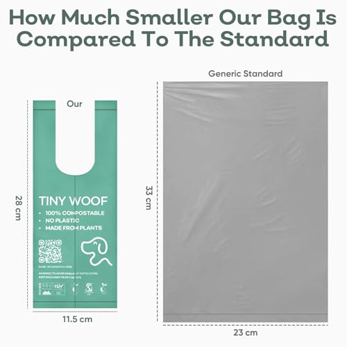 Small Dog Poop Bags, Compostable Plant-Based Waste Bags with Tie Handles, 24 Rolls (360 Count), Leak-Proof, Sized for Chihuahua, Pomeranian, Toy Poodle and Puppies