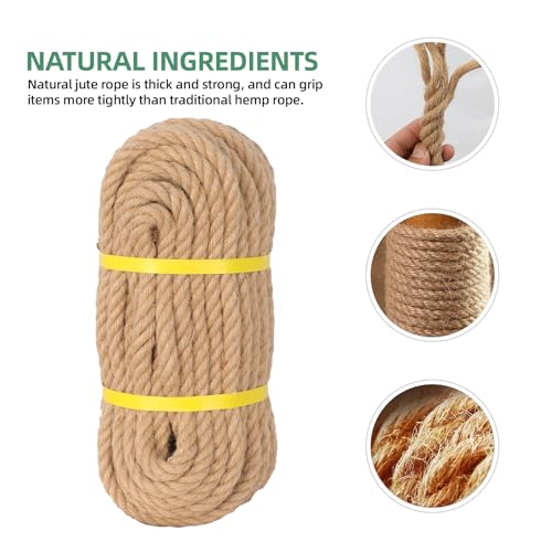 Natural Jute Rope, Heavy Duty Thick Rope, 1/2 in x 100 ft | For indoor and outdoor crafts, nautical rope decor, railings, hammocks, swings, gardening and tug of war - size: 1/2 in x 100 ft