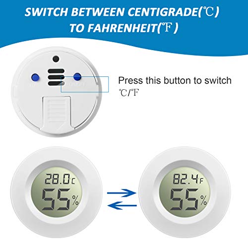 Weewooday 8 Pcs Mini Hygrometer Thermometer Digital LCD, White | Monitor Indoor Outdoor Room, Humidity Meter Temperature Gauge for Greenhouse Garden Reptile Incubator Cellar,℉ or ℃ - size: White