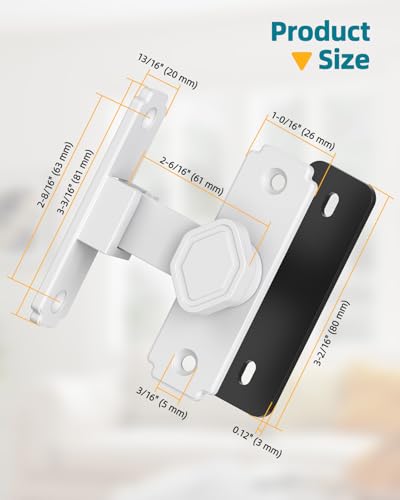 90 Degree Barn Door Lock, Rustproof Sliding Gate Latch, White 1Pc | Multipurpose Security Lock for Bathroom, Cabinet, Pet Cage, Garden Shed, Window And Sliding Wooden Doors - color: White-1PC
