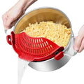 AUOON Pot Strainer Clip on Silicone, Large 10.45 x 4.33 in, Red | Fits Pots Pans Bowls, Dishwasher Safe, for Pasta Noodles Vegetable Fruits, Space-saving Kitchen Gadget - color: Red, size: Large 10.45 x 4.33 in