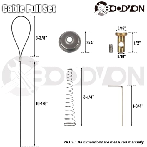 Gate Latch Cable Pull with Spring, Metal Gate Opener String Adjustable from 2”to 6” Thick Gate, Stainless Steel Gate Latch Pull for Outdoor Wood and Vinyl Gates, 2 Pack