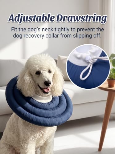 Soft Dog Cones, Recovery Dog Donut Collar After Surgery- Cone of Shame Alternative, Pet Elizabethan E-Collar Anti-Bite Lick Wound Healing Adjustable for Large Dogs, 4XL - color: dark blue, size: 4XL-80lbs