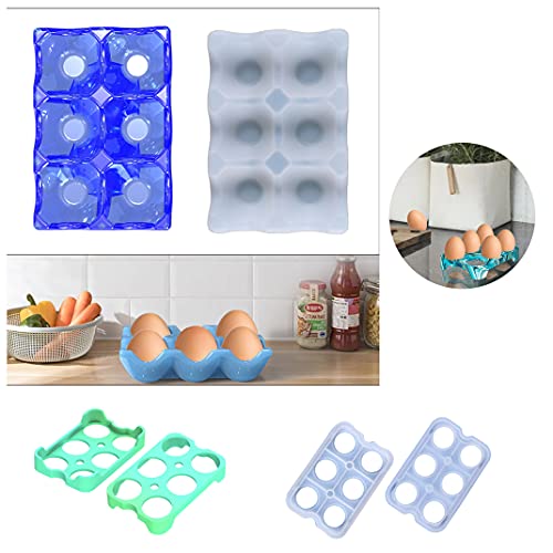 2 Set 6 Cups Egg Holder Silicone Resin Mold Egg Tray Rack Organizer Epoxy Silicone Casting Molds for Fridge, Refrigerator, Kitchen, Pantry, 3D DIY Making Decor Art Crafts