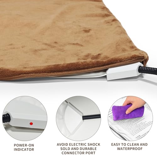 NAMOTEK Pet Heating Pad, Waterproof Heated Mat with Chew Resistant Cord Safe Electric Auto Constant Temperature Heating Pad for Dogs and Cats Indoor Warming Pad 19.7" x15.7" - size: 19.7"x15.7"