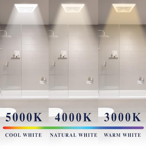 BV LED Bathroom Exhaust Fan With Light 90CFM - 0.8 Sones, Ultra Quiet, 800lm | Bathroom Vent Fan 3000K/4000K/5000K, Covers up to 80-90 Sq. Ft. | 4 Inch Duct Collar, Easy Install & Replace - size: 90 CFM w/ LED