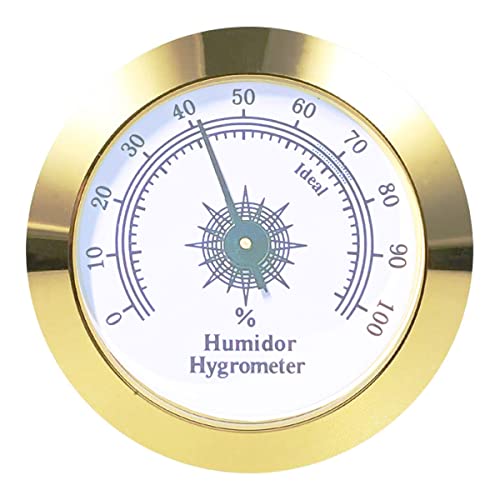 Round Cigar Hygrometer - Humidor & Cigar Box/Cabinet 2 in Gold