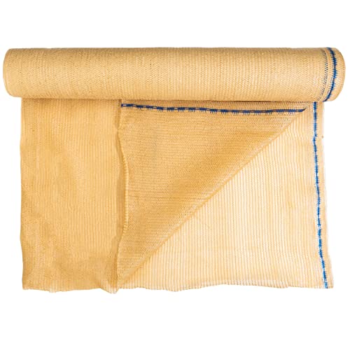 5'10" x 100 FT 60% Shade Cloth Roll Tan | Green HDPE UV Resistant Breathable Eyelets Sun Protection for Greenhouse Garden Fence Pergola Patio Flower Plant Kennel - size: 5'10"x100ft - 60% - Tan