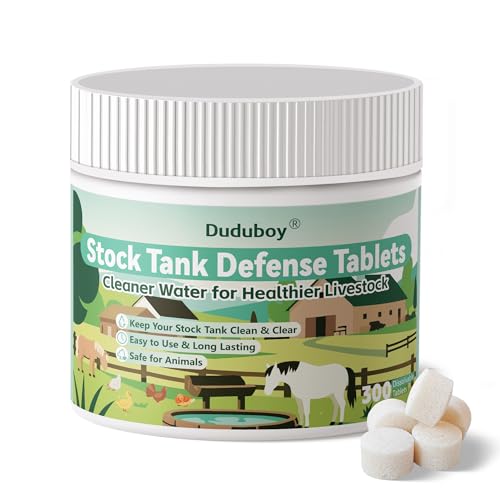 Stock Tank Defense Tablets – Stock Tank Care for All Livestock Water Troughs – Helps Reduce Visible Buildup, Sludge & Muck – Easy & Animal-Safe Care for Horses, Cattle, Goats & Chickens, 300 Count