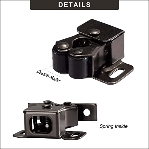 Keenkee Cabinet Latch Double Roller Catch, Black Nickel, 2 PCS | Hardware for Cupboard Closet Cabinet Door Latches and Catches - color: BlackNickel 2ps
