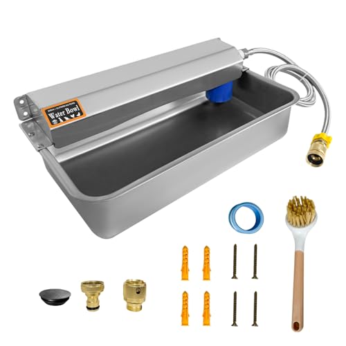 Automatic Water Dispenser for Dogs 2 Gallon/7.57L Stainless Steel Water Bowl Outdoor Dog Drinking Waterer Feeder Auto Fill Pet and Livestock Waterer Feeder Fits GHT 3/4" Faucet Wide Mouth - size: 2 Gal