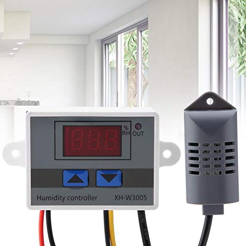 Digital Hygrometer, XH-W3005 Digital Hygrometer Switch Controller Humidity Sensor 0~99% RH 12V/24V/220V Capacitor Assortment Digital Humidity Controller(220V)