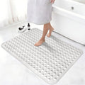 Shower Mat Non Slip, 36" x 24" Large Shower Floor Mat with Drain Holes and Suction Cups, Soft TPE Anti Slip Shower Stall Mats for Inside Shower, Machine Washable, White - color: White