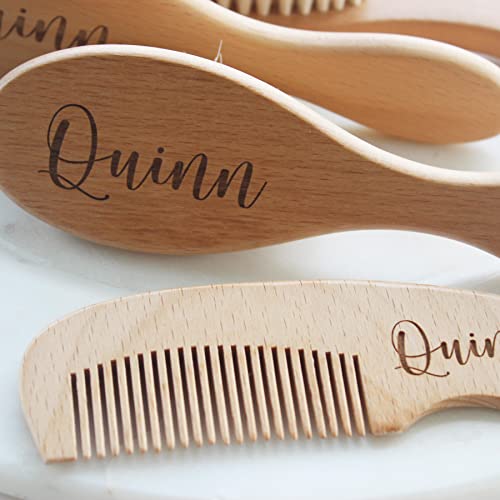 Baby Hair Brush | Personalized Baby Gifts | Brush | Wooden Brush Set | Perfect For Cradle Cap | Natural Goat Hair | 3 Piece Set