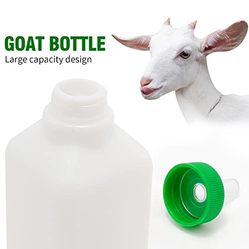 850ml Lamb Bottle Kit with Hand Grip for Newborn Farm Animals | Includes 5x Soft Replacement Teats, for Feeding Lambs, Calves & Piglets, Colostrum Nursing Bottle