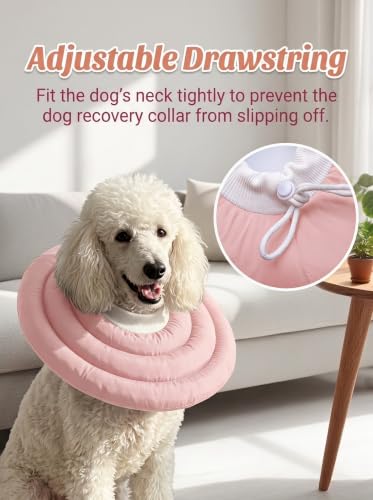 Soft Dog Cones, Recovery Dog Donut Collar After Surgery-Cone of Shame Alternative, Pet Elizabethan E-Collar Anti-Bite Lick Wound Healing Adjustable for Small Large Medium Dogs, M - color: pink, size: M-8lbs