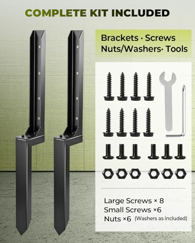 SakerNeo 32" Heavy Duty Steel Fence Post Repair Kit for Leaning Broken Post | Fence Post stabilizer Includes Screws & Tool, Post Anchor Stabilizer, 2 pcs, Easy Installation, Rust-Resistant Coating - style: 2 pcs