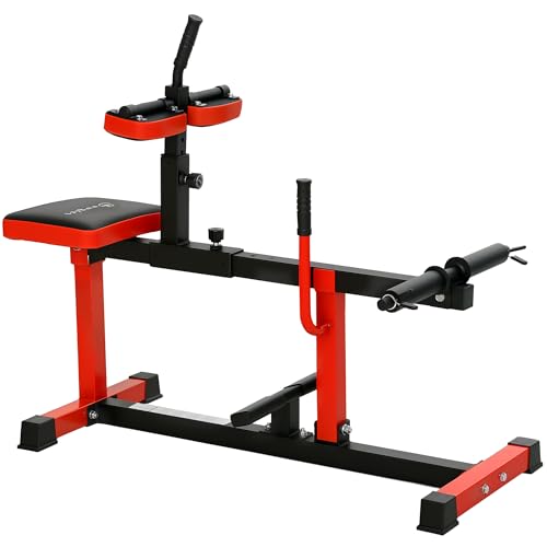 Soozier Seated Calf Raise Machine for Home Gym Waist Arm Training | Adjustable Calf Machine Leg Extension - color: Red