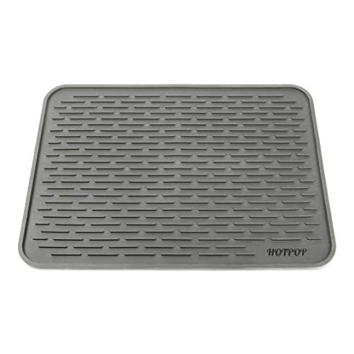 HOTPOP XXL Inches Gray Silicone Dish Drying Mat and Large Trivet - Dishwasher Safe, Heat Resistant, Eco-conscious - Ideal Drip Tray, Mini Fridge Mat, Dish Drainer, Mini Fridge Accessories (24"x18") - style: (24"x18"), Gray