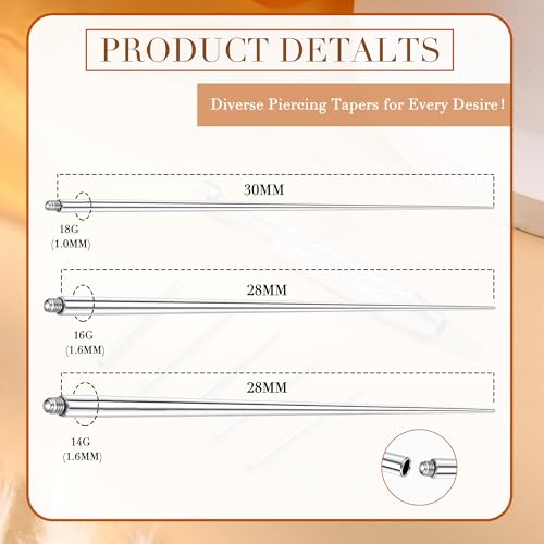 Piercing Ball Grabber Tool, 14-20G Taper for Changing Jewelry | Surgical Steel Flat Back Earrings Threader Tool Insertion Pin, Body Piercing Kit for Ear Rook Conch Nose Lip Jewelry Removal - style: External Thread(14G 16G 18G) +Ball Grabber Tool