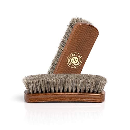 Cobbler's Choice Horsehair Shoe Brush - Premium Shoe Shine & Polish Brush | Horsehair Brush for Shoes & Boots - Buffs, Shines & Cleans Leather with a Concave Beech Wood Handle for a Comfortable Grip - color: Brown