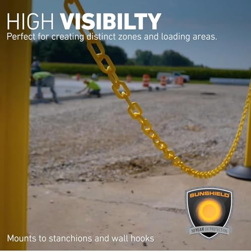 US Weight 1.5" x 50' SunSheild Plastic Safety Chain – Yellow - color: Yellow, size: 50 Feet
