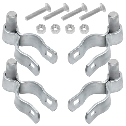 2-3/8" Chain Link Fence Frame Gate Post Male Hinge, Pack of 4,Galvanized Steel Gate Hinge for Fence Posts, Bolts & Nuts Included - size: 2-3/8" Male