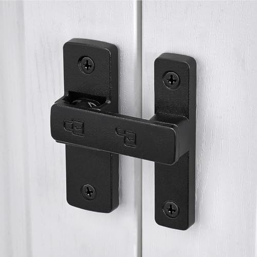 Matte Black 180 Degree Zinc Alloy Barn Door Latch, Flip Gate Lock | Sliding Door Latch Lock,for bedroom,garage,balcony,barn,bathroom,drawer,Wine Cabinet,window,cabinet,pet enclosures - color: Matte Black_180 Degree