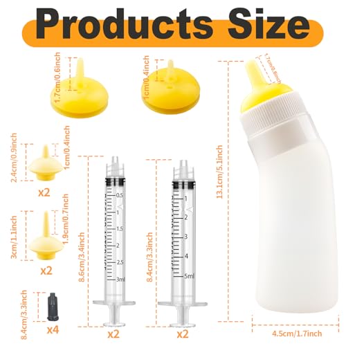 Puppies Nursing Nipple with Syringe, Kitten Nursing Kit,Wide Mouth Angled Soft Silicone Feeding Bottles, with Ventilation Valve Resistant Tearing for Puppies,Kittens,Rabbit (Yellow) - color: Yellow, size: Model 2