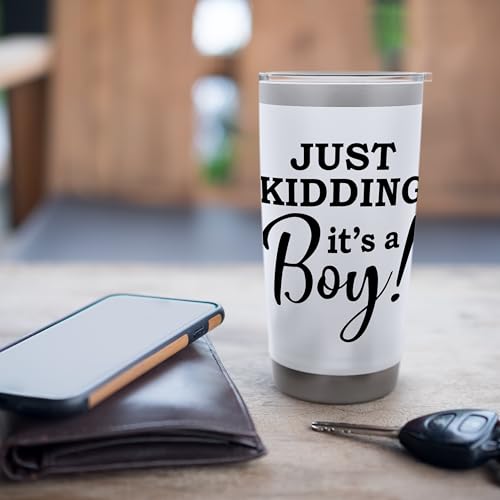 Just Kidding It's a Boy Pink Gender Reveal Party Supplies Stainless Steel Insulated Tumbler