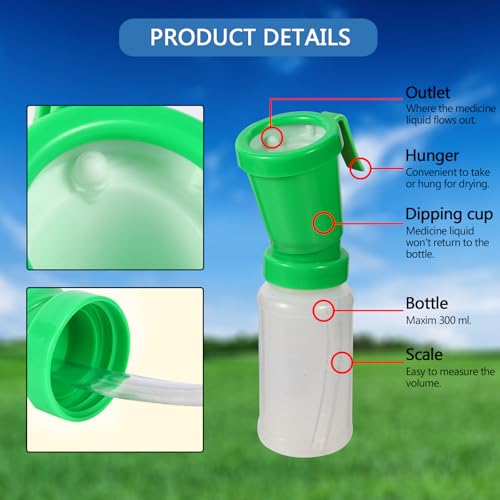 5 Pack Teat Dip Cup,Non-Return Teat Dipper,Nipple Cleaning Disinfection,Prefect for Cow Sheep Goat - 300 ml(Green) - size: 5 Pack