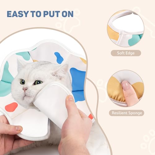 Avont Cat Cone XS Adjustable Soft E-Collar, Cow | XS fits 4.0-6.5" Depth 3.4" soft breathable anti-lick water-resist easy-clean - color: Cow, size: XS(Neck:4.0"-6.5")