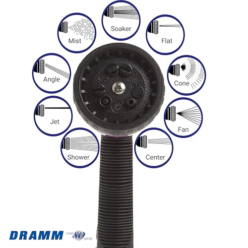 Dramm Revolver Heavy Duty Metal Garden Hose Nozzle – 9 Spray Patterns, High Pressure Jet, Thumb-Control Flow, Ergonomic Grip – Red (Pack of 6) - color: Red, size: No Size (Pack of 6), style: 9-Pattern Revolver