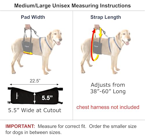 GINGERLEAD Dog Sling Hind Leg Support, M/LG Unisex with Cutout, Made in USA | Help Pets Walk, K9s Recover from Surgery, Fits Male & Female, Integrated Leash, Machine Wash/Dry, Chest Harness NOT Included - size: Medium-Large - Unisex