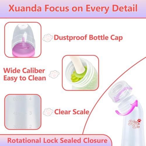 Pet Feeding Bottle and Syringes, 3 Sizes Nipples with Ventilation Valve Resistant Tearing Perfect for Puppies, Kittens, Small Wildlife (Pink) - color: Pink