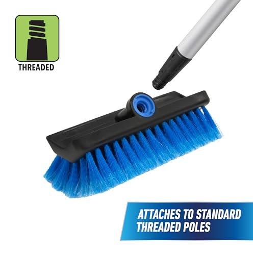 Unger Professional Lock-On Hydropower,Bi-Level Soft Wash Brush, Compatible with Waterflow Poles, Outdoor Cleaning Supplies, Great for Patios, Siding, Windows, Cars, and Boats, 10 inches (Pack of 12) - size: 10 inches (Pack of 12), style: Multi-Angle Wash