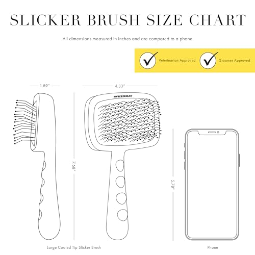 Tweezerman Slicker Brush for Pets-Grooming Brush with Coated Bristles