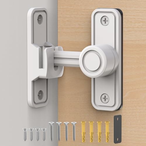 Sliding Barn Door Lock, 90 Degree Locks, White | Flip Gate Latches for Garden, Bathroom, Outdoor, Garage, Window, Barn Doors - color: White
