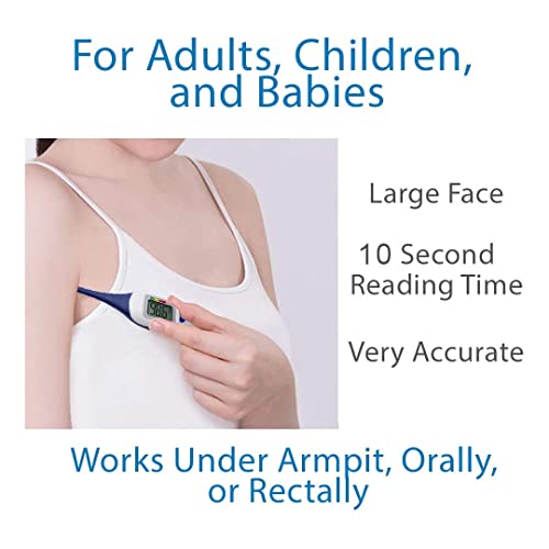 Apex Large Face LCD Fast Read Digital Thermometer for Adults and Children - Instant Read Thermometer for Fever Detection with Quick 10 Second Read Time ( Packaging May Vary ) - size: 1 Count (Pack of 1)
