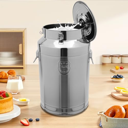 11.81in Thickened Stainless Steel Milk Can Large Liquid Container Storage,Stainless Steel Milk Bucket with Sealing Lid and Carry Handle,for Wine, Oil Storage Transport (76L/20Gal) - size: 76L/20Gal