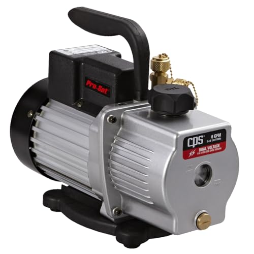CPS Pro Set VP6S Premium Series 6 CFM Single-Stage Vacuum Pump, Dual Voltage with Gas Ballast Valve, 115 / 230V