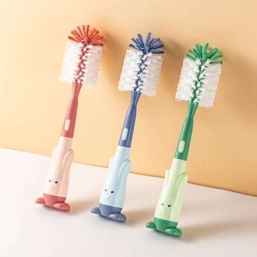 Silicone Baby Bottle Brush with Stand, Water Bottle Brush Cleaner Set | Cup Cleaning Brush, Multifunctional Cleaning Brush Set - color: Pink 3