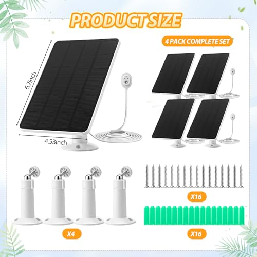 4 Pcs Solar Panel Charger Compatible with Pro 5s/4/3/ultra/ultra 2 - color: Compatible with Arlo Pro 5s/4/3/ultra/ultra 2 Camera, size: 4.5w