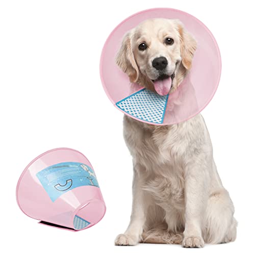 Supet Dog Cone Collar Adjustable After Surgery, Comfortable Pet Recovery Collar & Cone for Large Medium Small Dogs, Elizabethan Dog Neck Collar Plastic Practical - color: Pink, size: M(Neck: 11.5~14.5")